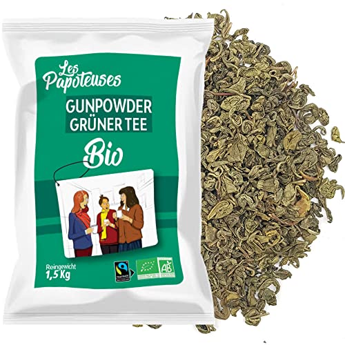 LES PAPOTEUSES | Ganzes Blatt Gunpowder Grüner Tee | 1500g | Grüner Tee aus China | Zertifiziert Bio und Fair Trade von LES PAPOTEUSES