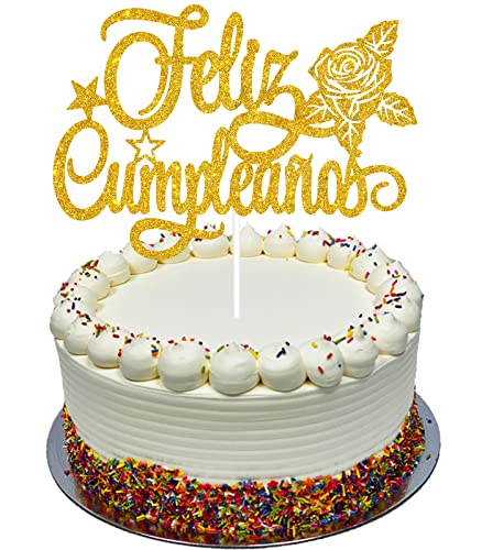 Feliz Cumpleaños Happy Birthday Tortenaufsatz – Gold Glitzer Happy Birthday Fiesta Tortenaufsatz – Erwachsene Kinder Geburtstag Party Dekoration von LHCING