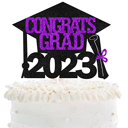 Tortenaufsatz für Abschlussfeier der Klasse 2021 – Senior 2021 Congrats Grade Party Pink Glitter Grad Cap Cake Supplies – Master Ph.D College Graduation Party Dekoration von LHCING