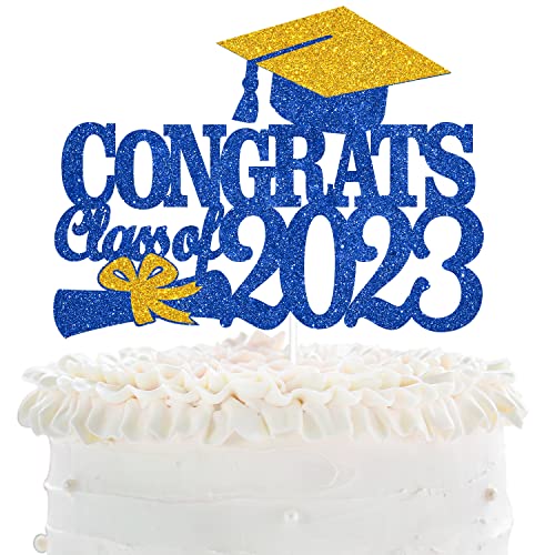 Tortenaufsatz mit Aufschrift "Congrats Class Of 2021", Blau / goldfarben von LHCING