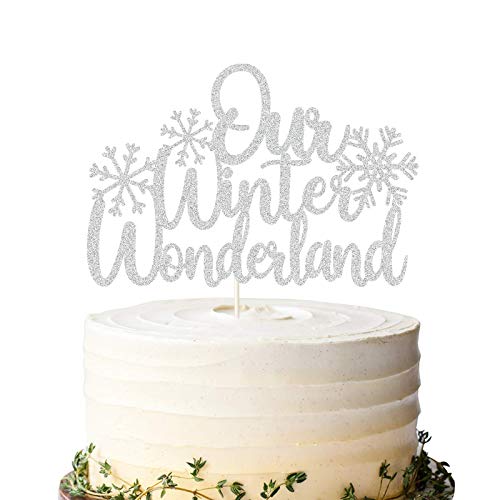 Silberner Glitzer Our Winter Wonderland Cake Topper, Winter Hochzeit Kuchen Topper, Schneeflocke Weihnachten Hochzeit Kuchen Topper, Winter Engagement Party Supplies von LILIPARTY