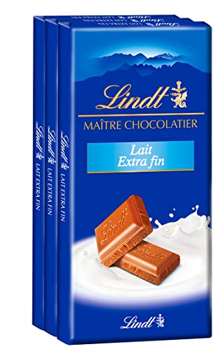 Lot de 3 Tabletten MAÎTRE CHOCOLATIER - Chocolat au Lait Extra-Flosse 3 x 100 g von Lindt & Sprüngli