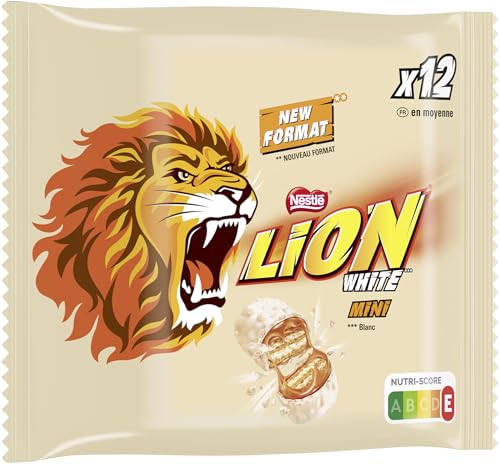 Nestlé LION White Minis, Knusper-Schokoriegel mit weißer Glasur, Karamell-Füllung und Crispy Waffel, 1er Pack (1 x 237,6g) von LION