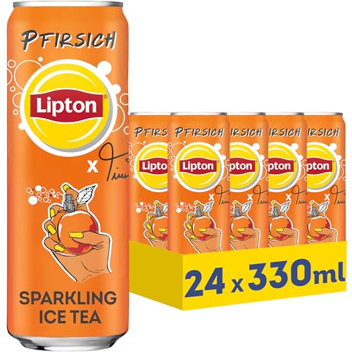 LIPTON ICE TEA Sparkling Peach, Eistee mit Kohlensäure und Pfirsich Geschmack, EINWEG (24 x 0.33 l) (Verpackungsdesign kann abweichen) von Lipton