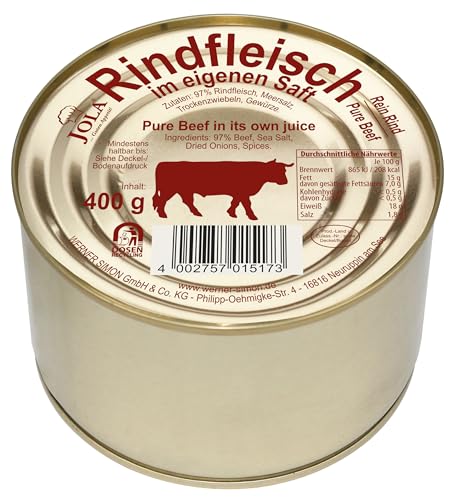 JOLA Rindfleisch im eigenen Saft | Pure Beef | 97% Rindfleisch |recyclebare Goldlackdose (Packung mit 10) von LNEE