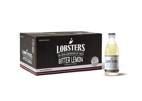 Lobsters - Bitter Lemon - 24 x 0,2l - Dry and Fruity - Mit 100% natürlichen Zutaten, Made in Austria, Zuckerreduziert & ohne Farbstoffe, Für Cocktail mix, Vodka lemon, Lemon spritz von LOBSTERS THE NEW GENERATION OF TASTE