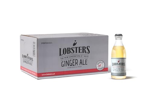 Lobsters - Ginger Ale - 24 x 0,2l - Spicy and Fresh - Mit 100% natürlichen Zutaten, Made in Austria, Zuckerreduziert & ohne Farbstoffe, Für Cocktail mix, Ginger Shot von LOBSTERS THE NEW GENERATION OF TASTE