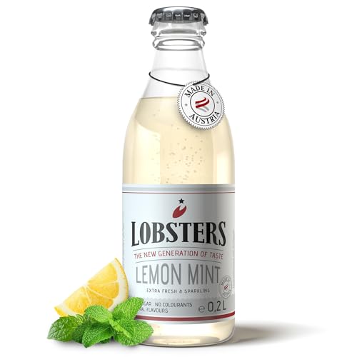 Lobsters - Lemon Mint, 12 x 0,2l - Fresh and Sparkling, Mit reinstem österreichischen Alpenquellwasser, Zitronensaft, Zuckerreduziertes prickelndes Erfrischungsgetränk ohne Farbstoffe, für Cocktailmix von LOBSTERS THE NEW GENERATION OF TASTE