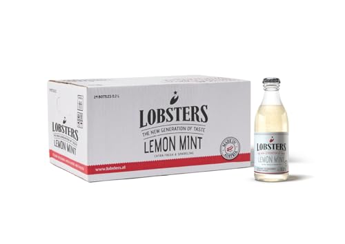 Lobsters - Lemon Mint - 24 x 0,2l - Fresh and Sparkling - Mit reinstem Alpenquellwasser, Zitronensaft & Minze, Zuckerreduziertes prickelndes Erfrischungsgetränk ohne Farbstoffe, für Cocktailmix von LOBSTERS THE NEW GENERATION OF TASTE