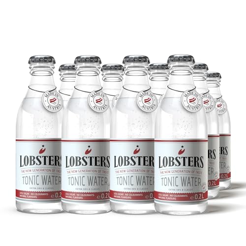 Lobsters - Tonic Water - 12 x 0,2l - Extra Dry and Classic - Erfrischend mit subtiler Bitterkeit durch Chinin, Made in Austria, Zuckerreduziert & ohne Farbstoffe, Perfekt für cocktail mix, Gin Tonic von LOBSTERS THE NEW GENERATION OF TASTE