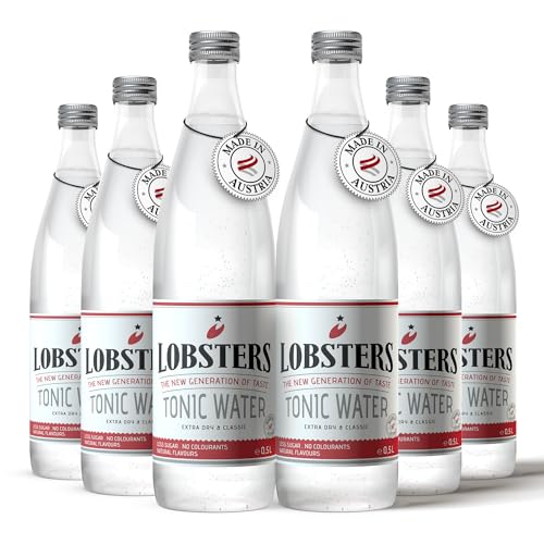 Lobsters - Tonic Water - 6 x 0,5l - Extra Dry and Classic - Erfrischend mit subtiler Bitterkeit durch Chinin, Made in Austria, Zuckerreduziert & ohne Farbstoffe, Perfekt für cocktail mix, Gin Tonic von LOBSTERS THE NEW GENERATION OF TASTE