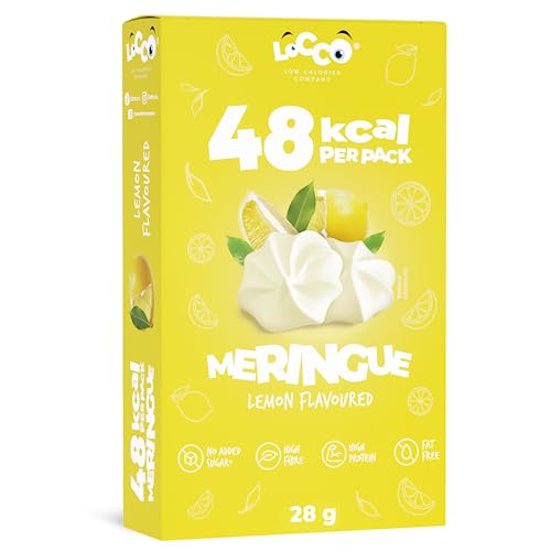 LOCCO Kalorienarme Snacks - Zuckerfreie Meringues - Fettfreie Vegane Süßigkeiten - Proteinreiche & Ballaststoffreiche Baiser - Zitronen Baiser - Perfekt Als Diätfreundlicher Snack & Kuchendekoration von LOCCO LOW CALORIES COMPANY