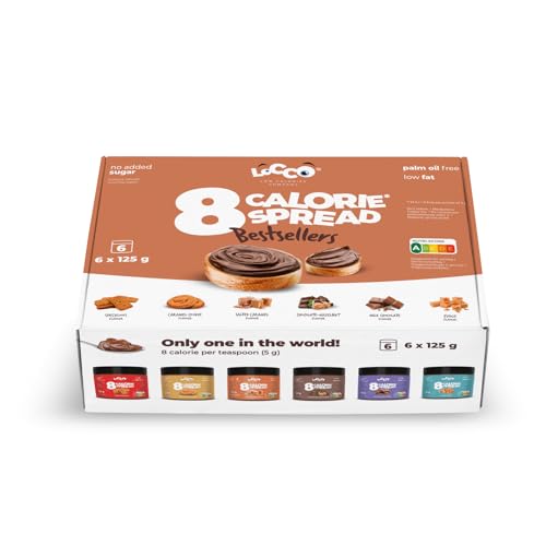 LoCCo 8 Kcal Aufstrich 6x125g – Kalorienarm, Ohne Zuckerzusatz, Glutenfrei, Ohne Palmöl – In Sechs Köstlichen Geschmacksrichtungen von LOCCO LOW CALORIES COMPANY