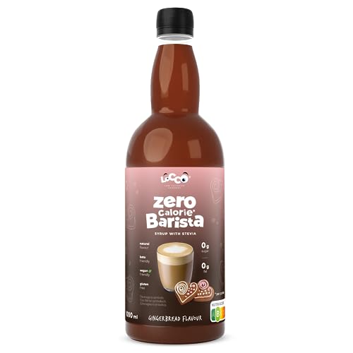 Locco Kalorienfreier Barista-Sirup mit Stevia – Vegan, Keto, Glutenfrei, Zuckerfrei, Null-Kalorien, Gingerbread, 1L von LOCCO LOW CALORIES COMPANY