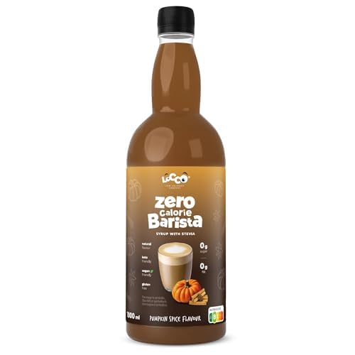 Locco Kalorienfreier Barista-Sirup mit Stevia – Vegan, Keto, Glutenfrei, Zuckerfrei, Null-Kalorien, Pumpkin Spice, 1L von LOCCO LOW CALORIES COMPANY