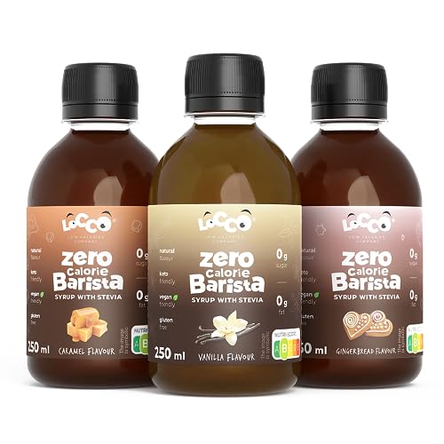 LOCCO Zuckerfreier Sirup & Kaffee Sirup mit Stevia - Kalorienfrei, Vegan, Keto, Glutenfrei - Karamell, Vanille, Lebkuchen - 3x250ml von LOCCO LOW CALORIES COMPANY