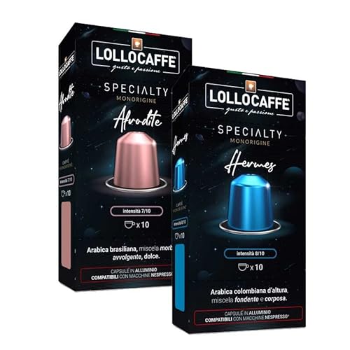 Degustationsset 20 Aluminiumkapseln Lollo Kaffee Mono Ursprung Afrodite und Hermes Nespresso® kompatibel von LOLLO