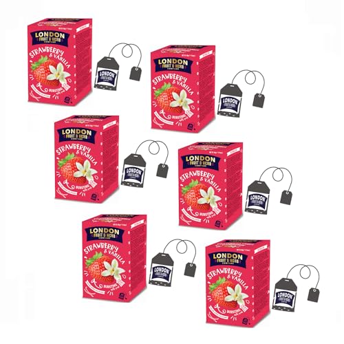 DEU | London Fruit® | Erdbeer-Vanille-Aufguss | Hibiskus-Erdbeer-Vanille-Aufguss, Einzelbeutel – 6 x 20 Filter (240 g) | Kräutertee ohne Koffein von LONDON FRUIT & HERB COMPANY