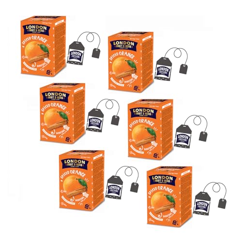 DEU | London Fruit® | Gewürz- und Orangenaufguss | Zimt-Orangen-Ingwer-Aufguss, Einzelbeutel – 6 x 20 Filter (240 g) | Kräutertee ohne Koffein von LONDON FRUIT & HERB COMPANY