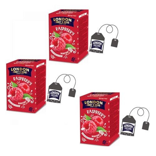 DEU | London Fruit® | Himbeer-Hibiskus-Aufguss | Infusions-Einzelbeutel – 3 x 20 Filter (120 g) | Fruchtiger Kräutertee ohne Koffein von LONDON FRUIT & HERB COMPANY