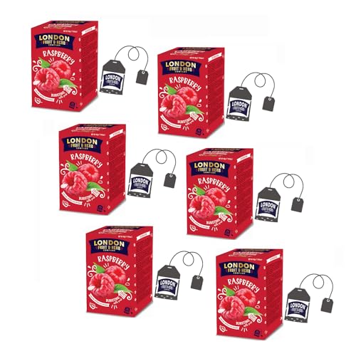 DEU | London Fruit® | Himbeer-Hibiskus-Aufguss | Infusions-Einzelbeutel – 6 x 20 Filter (240 g) | Fruchtiger Kräutertee ohne Koffein von LONDON FRUIT & HERB COMPANY