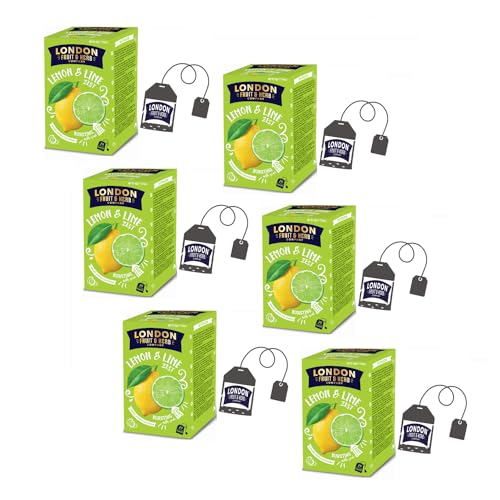 DEU | London Fruit® | Zitronen- und Limettenaufguss | Zitronen-, Limetten- und Zitronengras-Aufguss in Einzelbeuteln – 6 x 20 Filter (240 g) | Kräutertee ohne Koffein von LONDON FRUIT & HERB COMPANY