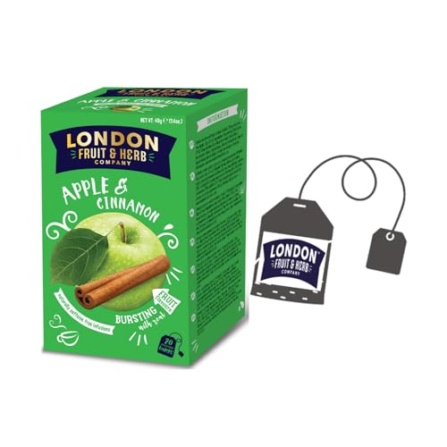 London Fruit® | Apfel-Zimt-Aufguss ohne Koffein | Apfel-Zimt-Kräutertee mit würzigem Geschmack – 20 Teebeutel (40 g) von LONDON FRUIT & HERB COMPANY