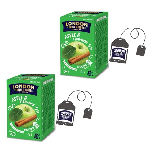 London Fruit® | Apfel-Zimt-Aufguss ohne Koffein | Früchte- und Gewürzkräutertee mit Apfel und Zimt – 2 x 20 Beutel (80 g) von LONDON FRUIT & HERB COMPANY