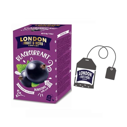 London Fruit® | Aufguss aus schwarzen Johannisbeeren | Infusions-Einzelbeutel – 20 Filter (40 g) | Fruchtiger Kräutertee ohne Koffein von LONDON FRUIT & HERB COMPANY