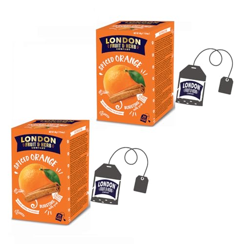 London Fruit® | Gewürz- und Orangenaufguss | Zimt-Orangen-Ingwer-Aufguss, Einzelbeutel – 2 x 20 Filter (80 g) | Kräutertee ohne Koffein von LONDON FRUIT & HERB COMPANY