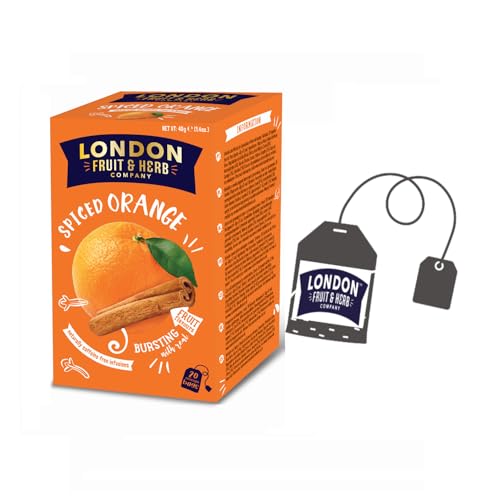 London Fruit® | Gewürz- und Orangenaufguss | Zimt-Orangen-Ingwer-Aufguss, Einzelbeutel – 20 Filter (40 g) | Kräutertee ohne Koffein von LONDON FRUIT & HERB COMPANY