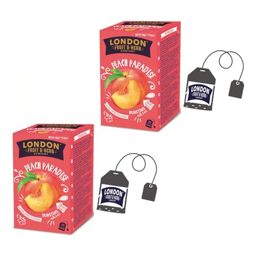 London Fruit® | Pfirsich- und Zitronengras-Kräutertee | Fruchtaufguss-Einzelbeutel, natürlich ohne Koffein – 2 x 20 Filter (80 g) von LONDON FRUIT & HERB COMPANY