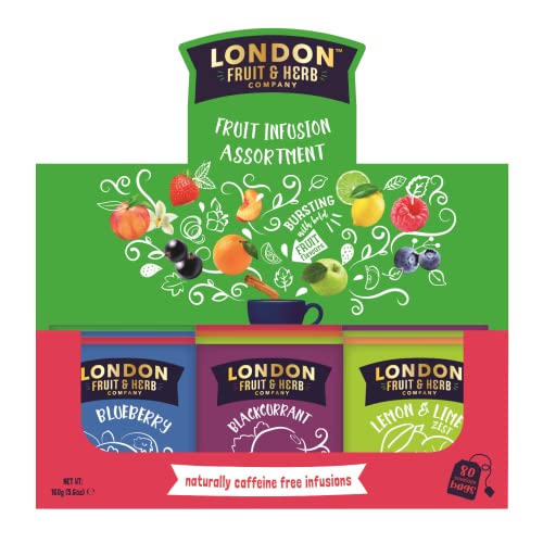 London Fruit® | Sortiment an koffeinfreien Früchte-Kräutertees | Natürliche Fruchtaufgüsse – 80 Beutel (160 g) | Geschenkbox mit Kräuterteemischung von LONDON FRUIT & HERB COMPANY