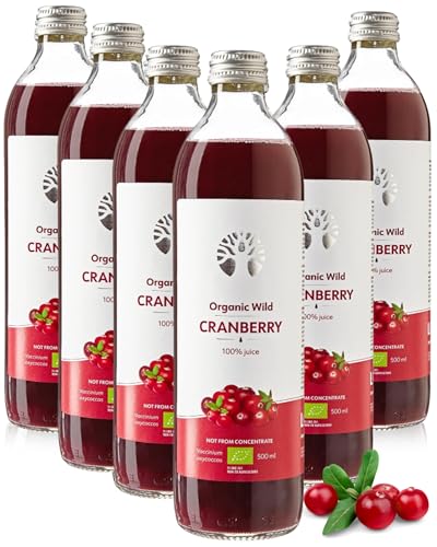 LOOV Bio Wildcranberry-Saft, 100% Direktsaft aus frischen Bio-Cranberries, Muttersaft, ohne Zuckerzusatz, ohne Wasserzusatz, wild gewachsen, in Glasflaschen, 6x500 ml von LOOV