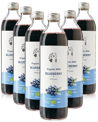 LOOV Bio Wildheidelbeersaft aus nordischen Wäldern, 100% direkt gepresster Blaubeer-Muttersaft, nicht aus Konzentrat, ohne Wasser- und Zuckerzusatz, echte Direktsaft, 6 x 500ml von LOOV