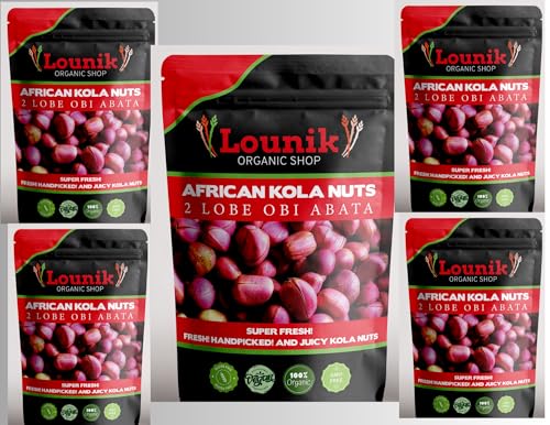 Kolanüsse 2 Lappen – Rote Kolanüsse -Bündel mit 3 Packungen – 1200 Gramm- Kola Nuts 2 Lobes- Red Kola Nuts- Obi Abata kola Nut- Acuminate Kola nuts- Bundle of 3 Packs - 1200 grams von LOUNIK