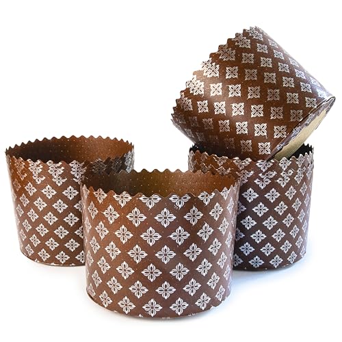 Panettone Papier-Backformen – 12 Stück, H 8 cm x 11 cm B (8 cm x 11 cm) Kulich-Form – runde Panettone-Papier-Backformen – Pfannen, Papier, Panettone, Osterbrotpapier-Backform von LOVARE