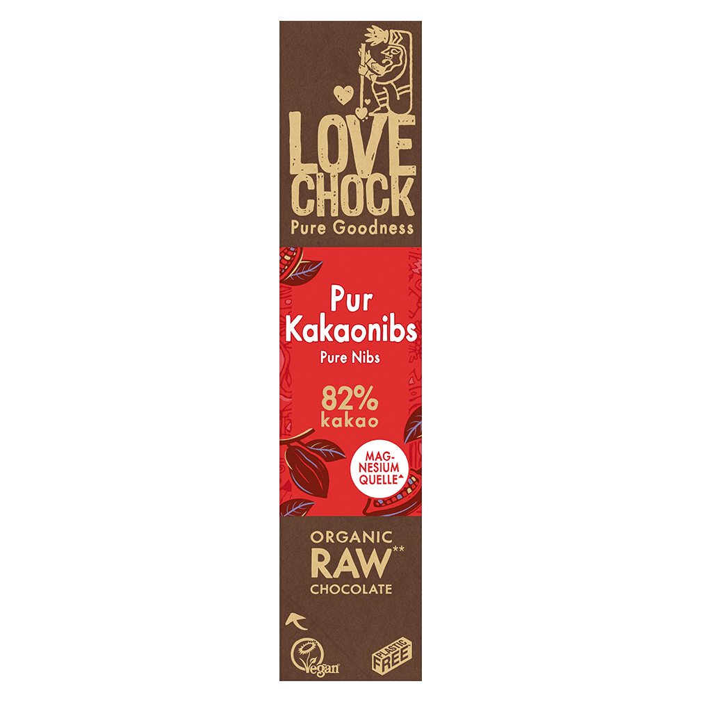 Bio Raw Pur Kakaonibs Schokoriegel von LOVECHOCK