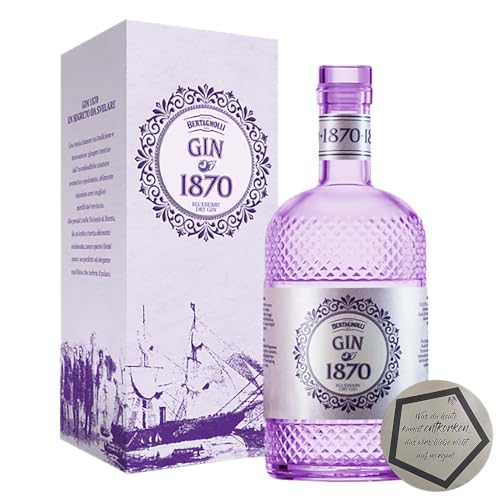 1 Flasche Bertagnolli | Gin 1870 Blueberry Dry Gin in GB 0.7 l 43% vol | inkl. LOVEVINO Silver Button Sticker von LOVEVINO.eu