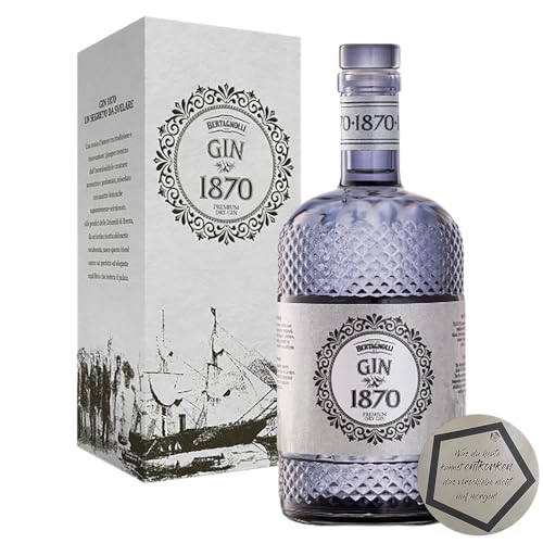 1 Flasche Bertagnolli | Gin 1870 Premium Dry Gin in GB 0.7 l 44% vol inkl. LOVEVINO Silver Button Sticker von LOVEVINO.eu