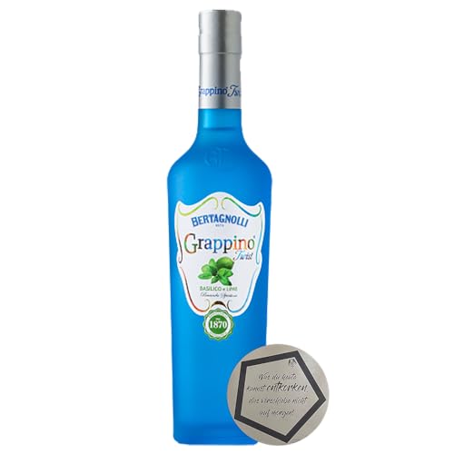 1 Flasche Bertagnolli | Grappino Twist Basilikum & Limette 0.5 l 28% vol inkl. LOVEVINO Silver Button Sticker von LOVEVINO.eu