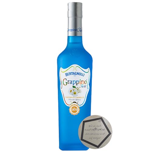 1 Flasche Bertagnolli | Grappino Twist Kamille & Hollunder 0.5 l 28% vol inkl. LOVEVINO Silver Button Sticker von LOVEVINO.eu