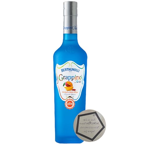 1 Flasche Bertagnolli | Grappino Twist Mango & Rosa Pfeffer 0.5 l 28% vol inkl. LOVEVINO Silver Button Sticker von LOVEVINO.eu