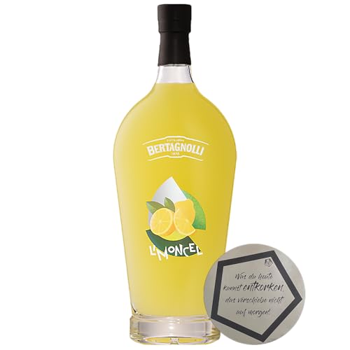 1 Flasche Bertagnolli | Limoncel Limoncello Likör 0.7 l 28% vol inkl. LOVEVINO Silver Button Sticker von LOVEVINO.eu