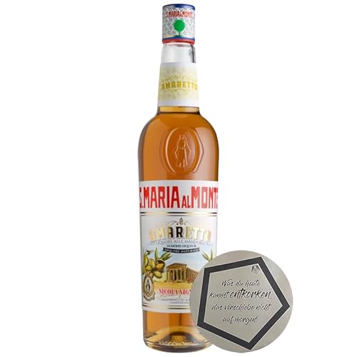 1 Flasche Santa Maria Al Monte AMARETTO Portofino Liquore alle Mandorle (Almond Liqueur) 0.70 l 30% vol inkl. LOVEVINO Silver Button Sticker von LOVEVINO.eu