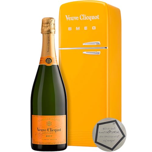 1 Stück Veuve Clicquot | Yellow Label Brut Champagner x SMEG Fridge Box 0.75 l 12% vol inkl. LOVEVINO Silver Button Sticker von LOVEVINO.eu