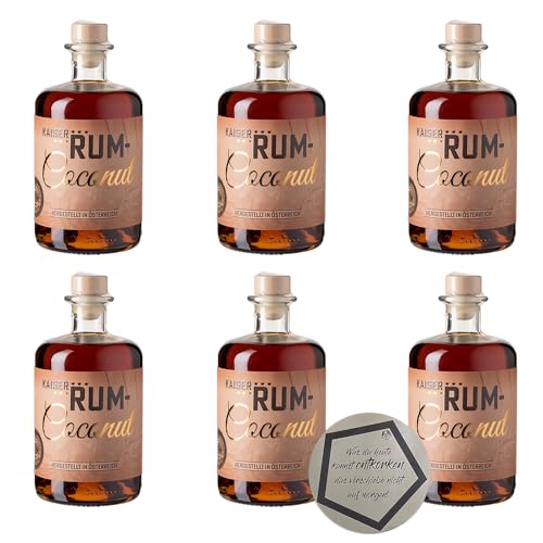 6er Set Prinz | Rum Coconut Likör 0.5 l 40% vol inkl. LOVEVINO Silver Button Sticker von LOVEVINO.eu