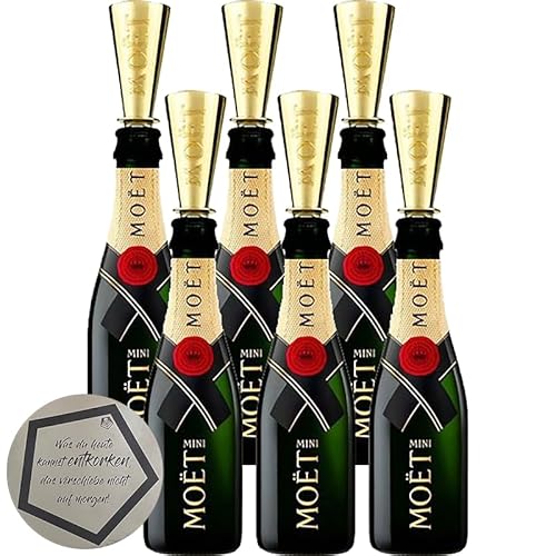 Moët & Chandon | Imperial Brut Champagner Piccolo mit Trinkaufsatz 6x0.20 l 12% vol inkl. LOVEVINO Silver Button Sticker von LOVEVINO.eu