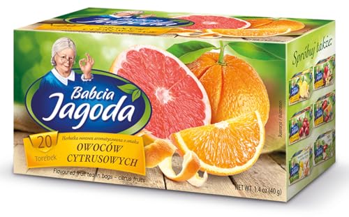 Babcia Jagoda - Zitrusfrüchtetee - 20 Teebeutel - Aromatische Früchtetee Rooibos-Tee Mischung mit Orangenschale, Grapefruitschale - Intensiver Fruchtgeschmack, Koffeinfrei, Vegan, Natürlich, Cay - 40g von LOYD