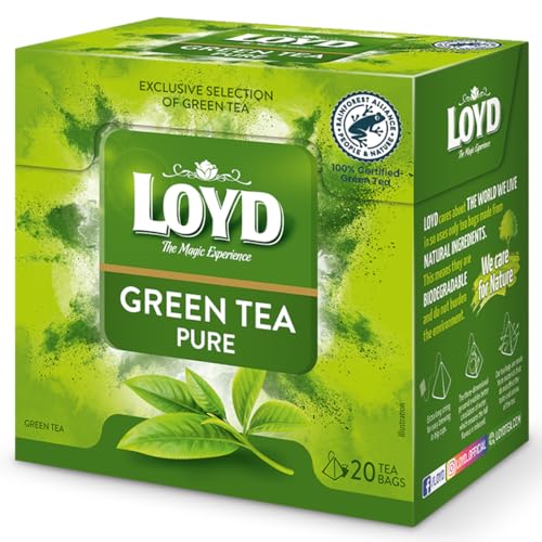 LOYD - Grüner Tee Pur Chun Mee - 20 Pyramidenbeutel - Hochwertiger Original Grüntee aus China, Subtiles Aroma mit Leicht Kräuterigen Note, Erfrischend, Ideal für jede Tageszeit - 34g von LOYD